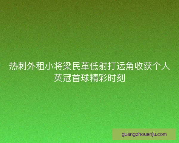 热刺外租小将梁民革低射打远角收获个人英冠首球精彩时刻