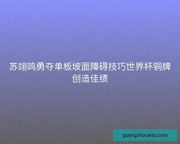 苏翊鸣勇夺单板坡面障碍技巧世界杯铜牌创造佳绩